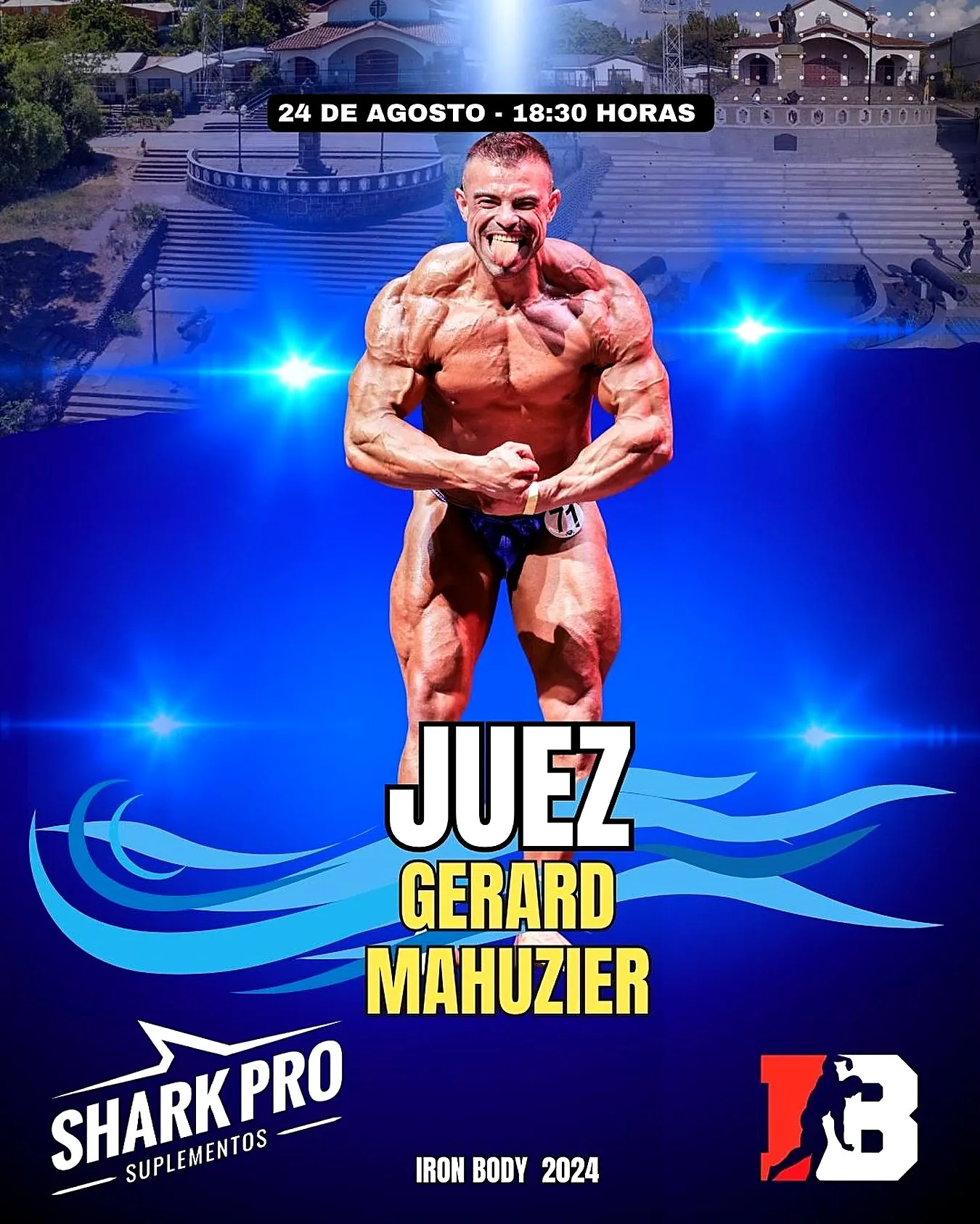 Afiche de Gerard Mahuzier como juez del Iron Body 2024